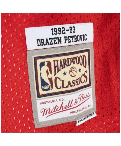 Men's Drazen Petrovic Blue, Red New Jersey Nets Hardwood Classics 1992-93 Split Swingman Jersey $46.40 Jersey