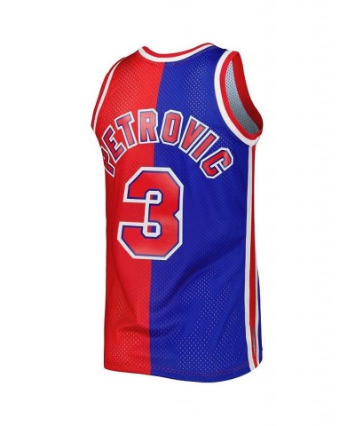 Men's Drazen Petrovic Blue, Red New Jersey Nets Hardwood Classics 1992-93 Split Swingman Jersey $46.40 Jersey