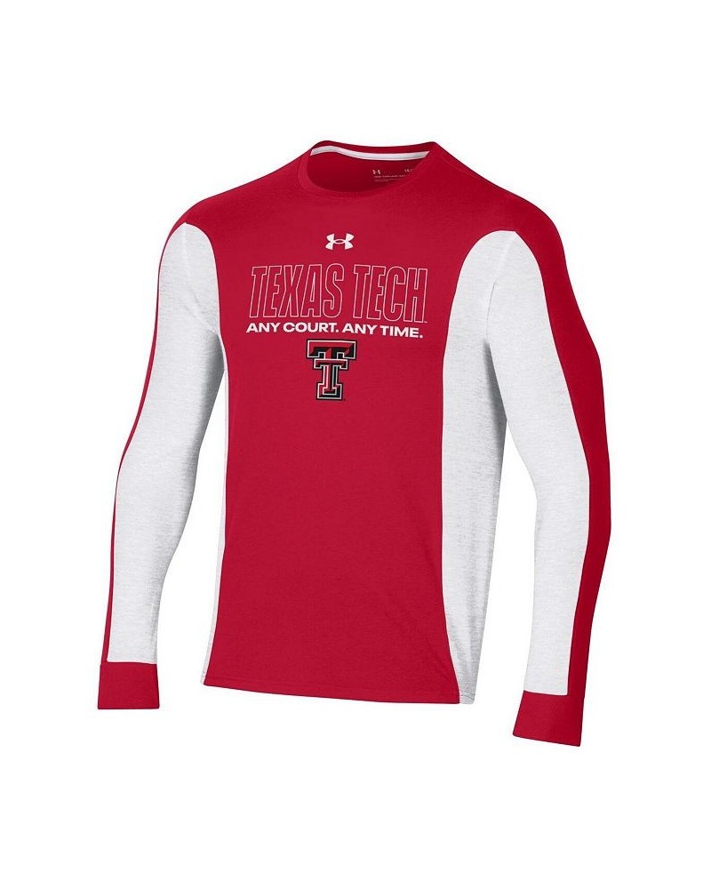 Men's Red Texas Tech Red Raiders On-Court Shooter Bench Long Sleeve T-shirt $29.11 T-Shirts