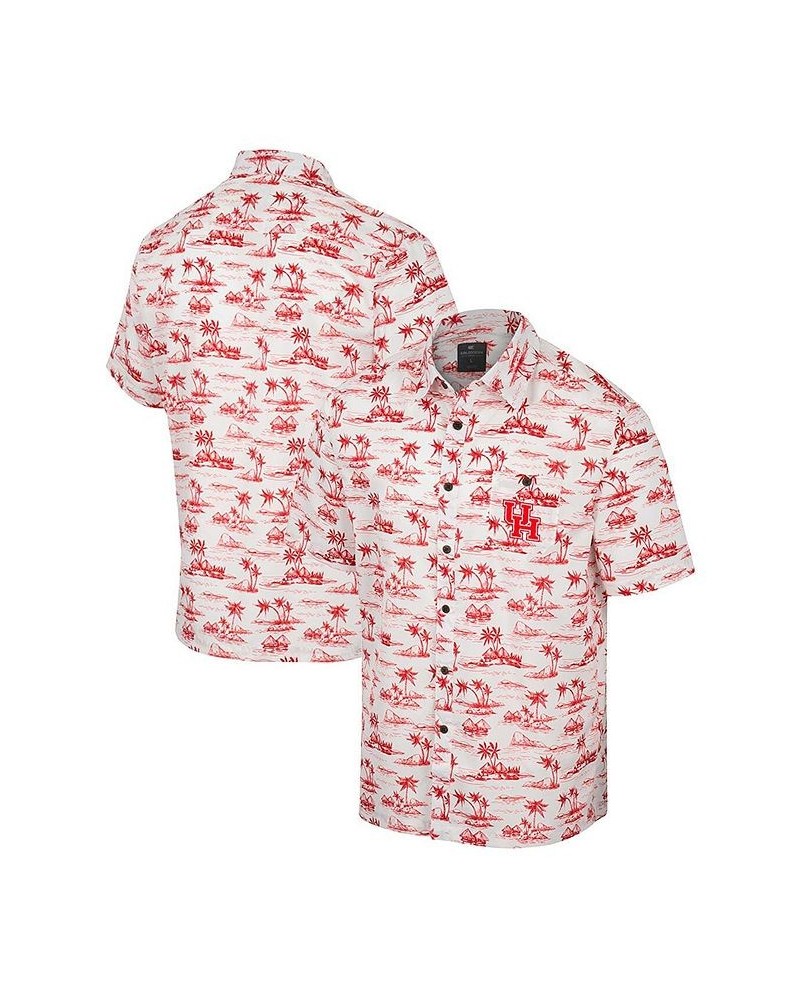 Men's White Houston Cougars Spontaneous is Romantic Camp Button-Up Shirt $34.50 Shirts