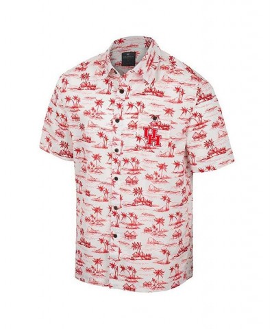 Men's White Houston Cougars Spontaneous is Romantic Camp Button-Up Shirt $34.50 Shirts