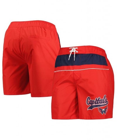 Men's Red Washington Capitals Freestyle Volley Swim Shorts $30.23 Swimsuits