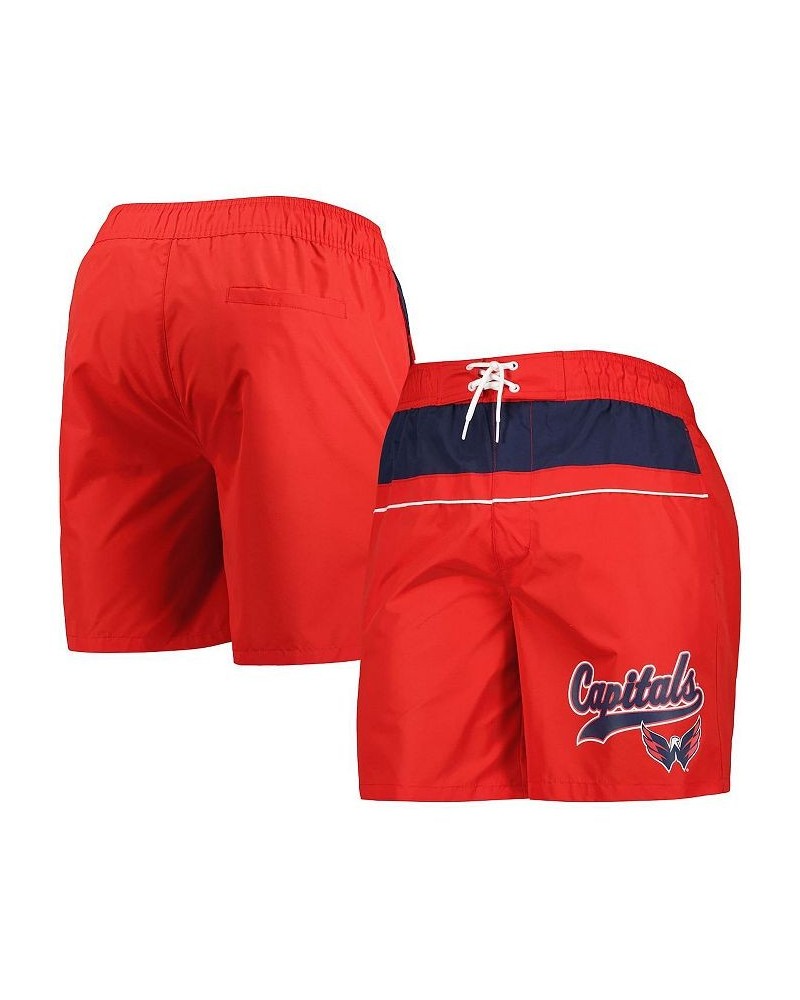 Men's Red Washington Capitals Freestyle Volley Swim Shorts $30.23 Swimsuits