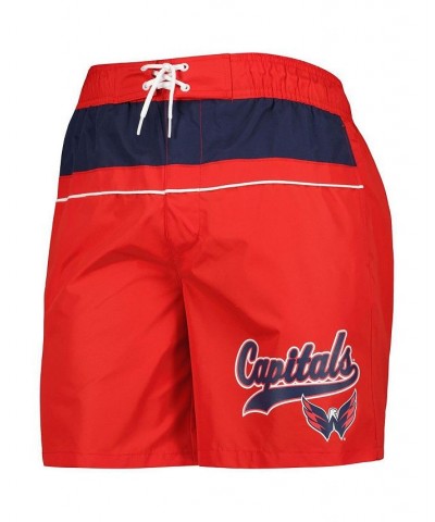 Men's Red Washington Capitals Freestyle Volley Swim Shorts $30.23 Swimsuits