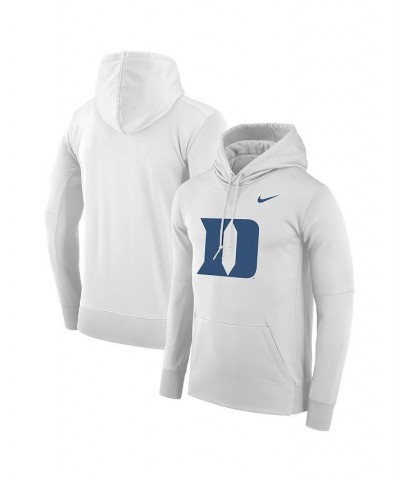 Men's White Duke Blue Devils Performance Pullover Hoodie $37.79 Sweatshirt