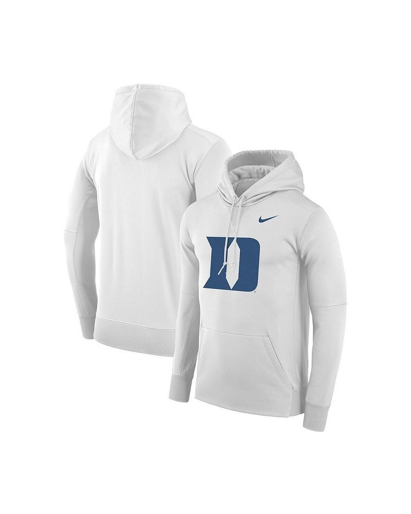 Men's White Duke Blue Devils Performance Pullover Hoodie $37.79 Sweatshirt