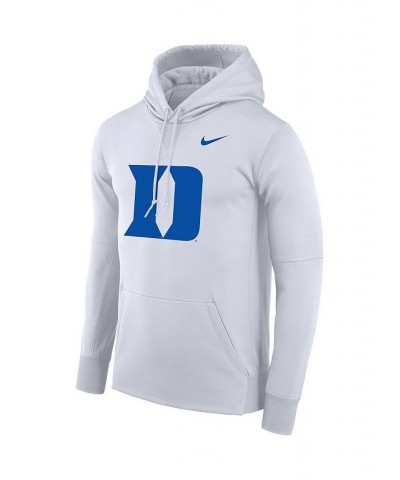 Men's White Duke Blue Devils Performance Pullover Hoodie $37.79 Sweatshirt