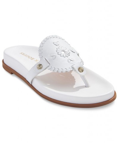 Women's Collins Slip-On Flat Sandals White Leather $55.20 Shoes