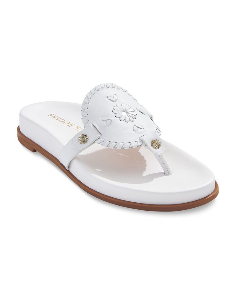 Women's Collins Slip-On Flat Sandals White Leather $55.20 Shoes