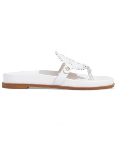 Women's Collins Slip-On Flat Sandals White Leather $55.20 Shoes