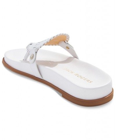 Women's Collins Slip-On Flat Sandals White Leather $55.20 Shoes