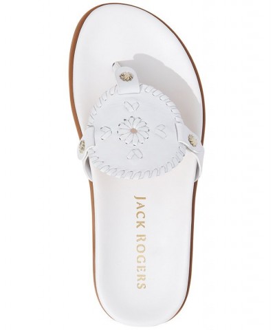 Women's Collins Slip-On Flat Sandals White Leather $55.20 Shoes