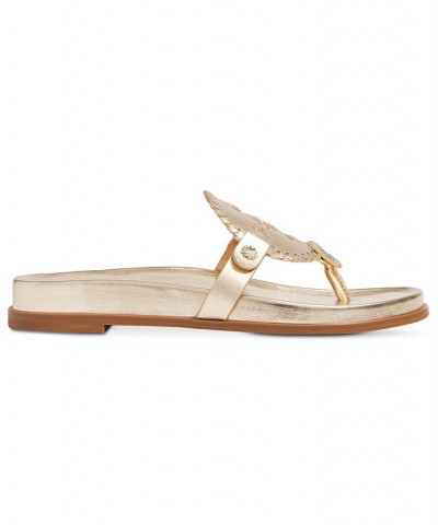 Women's Collins Slip-On Flat Sandals White Leather $55.20 Shoes