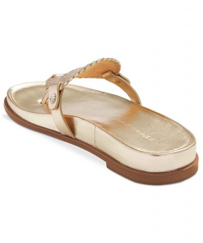 Women's Collins Slip-On Flat Sandals White Leather $55.20 Shoes