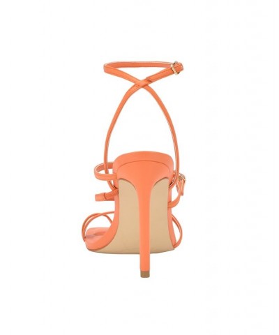 Women's Bolten Strappy Single Sole Square Toe Sandals Orange $35.97 Shoes