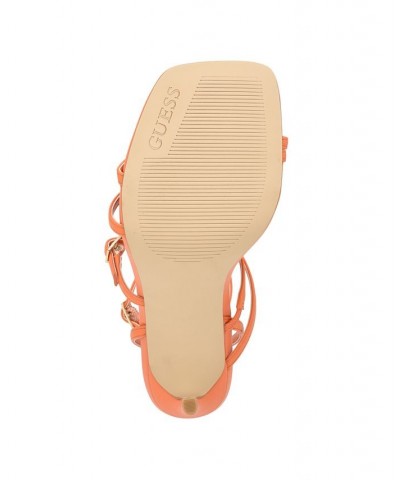 Women's Bolten Strappy Single Sole Square Toe Sandals Orange $35.97 Shoes