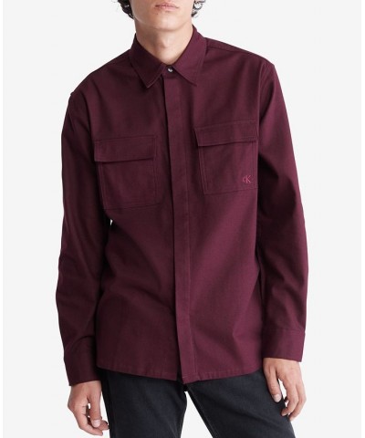 Men's Long-Sleeve Flannel Easy Shirt Purple $20.43 Shirts