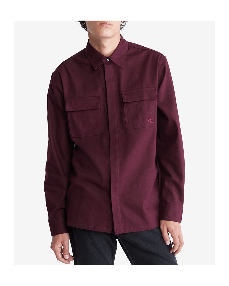 Men's Long-Sleeve Flannel Easy Shirt Purple $20.43 Shirts