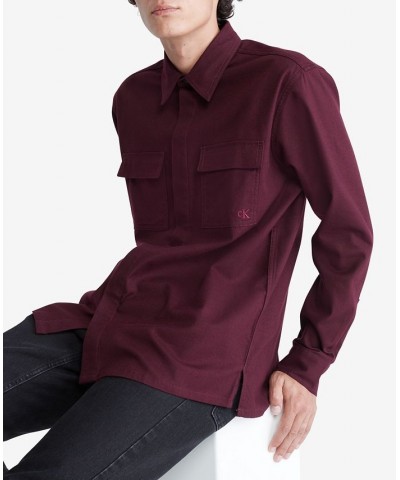 Men's Long-Sleeve Flannel Easy Shirt Purple $20.43 Shirts