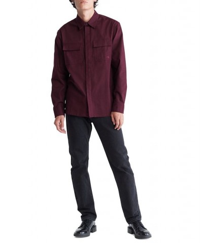 Men's Long-Sleeve Flannel Easy Shirt Purple $20.43 Shirts