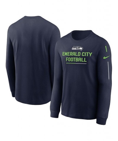 Men's College Navy Seattle Seahawks Team Slogan Long Sleeve T-shirt $29.69 T-Shirts