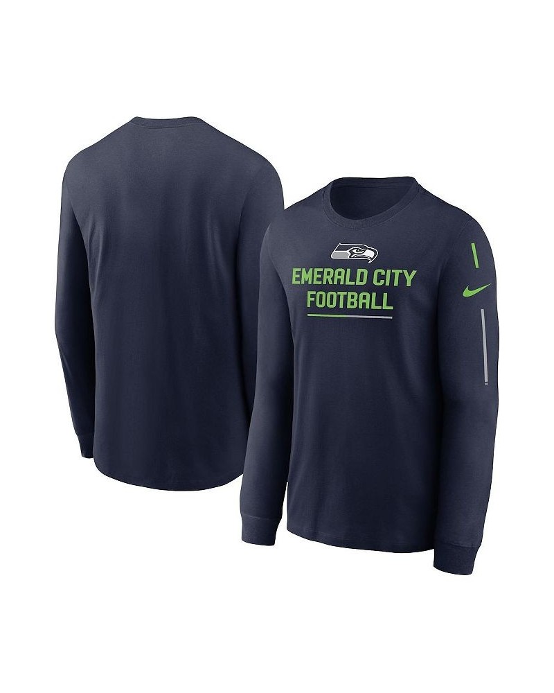 Men's College Navy Seattle Seahawks Team Slogan Long Sleeve T-shirt $29.69 T-Shirts