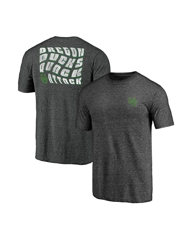 Men's Heathered Charcoal Oregon Ducks Wavy Tri-Blend T-shirt $14.40 T-Shirts