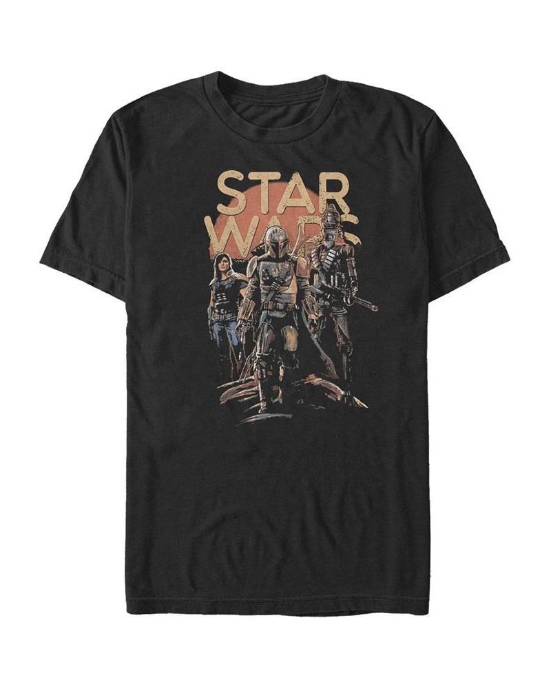 Star Wars The Mandalorian Character Entourage Short Sleeve Men's T-shirt Black $18.54 T-Shirts