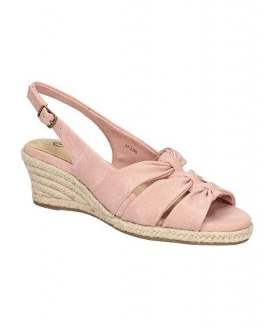 Women's Cheerful Espadrille Wedge Sandals Orange $36.50 Shoes