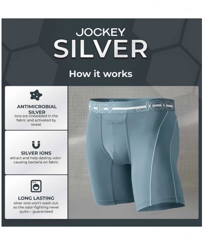 Men's Sport Silver Solution Stretch Long Leg Boxer Briefs Gray $10.55 Underwear