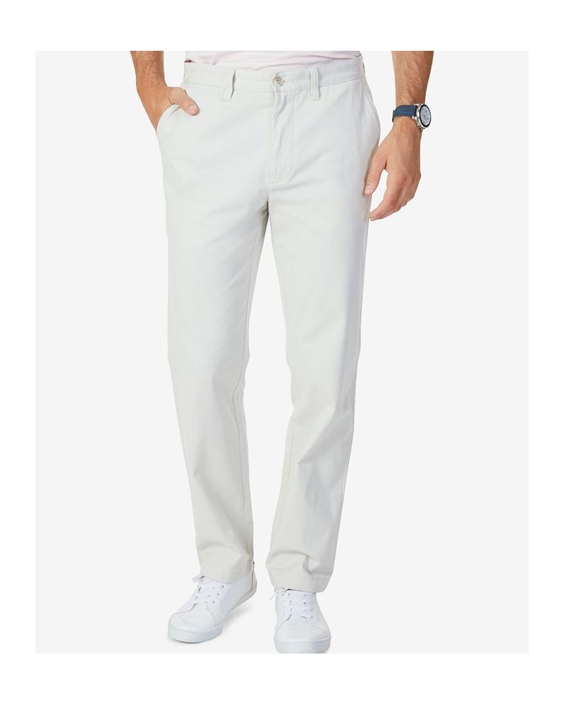 Men's Classic-Fit Stretch Solid Flat-Front Chino Deck Pants White $33.14 Pants