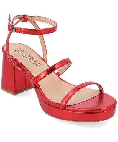 Women's Samilee Platform Sandals Red $50.99 Shoes