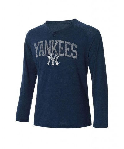 Men's Navy New York Yankees Inertia Raglan Long Sleeve Henley T-shirt $34.19 T-Shirts