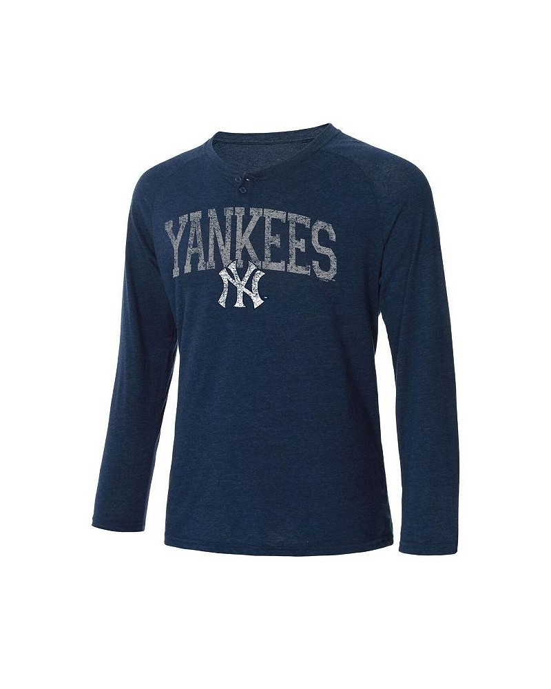 Men's Navy New York Yankees Inertia Raglan Long Sleeve Henley T-shirt $34.19 T-Shirts