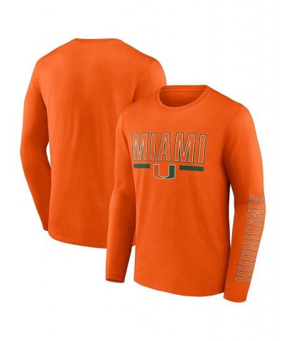 Men's Branded Orange Miami Hurricanes Modern Two-Hit Long Sleeve T-shirt $19.80 T-Shirts