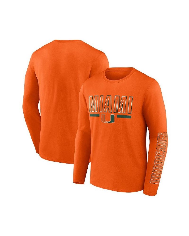 Men's Branded Orange Miami Hurricanes Modern Two-Hit Long Sleeve T-shirt $19.80 T-Shirts