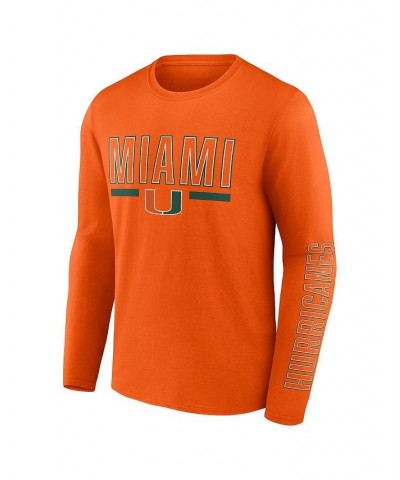 Men's Branded Orange Miami Hurricanes Modern Two-Hit Long Sleeve T-shirt $19.80 T-Shirts