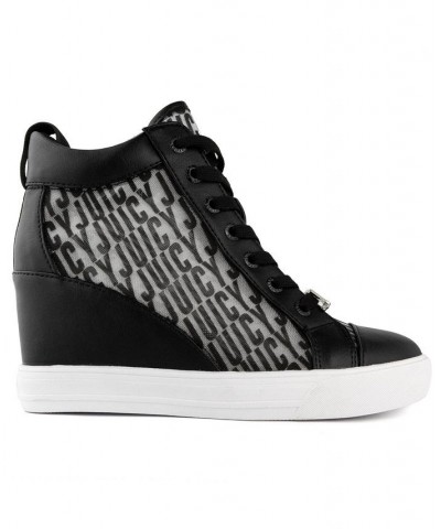 Women's Jorgia Wedge Lace-Up Sneakers Black $18.00 Shoes