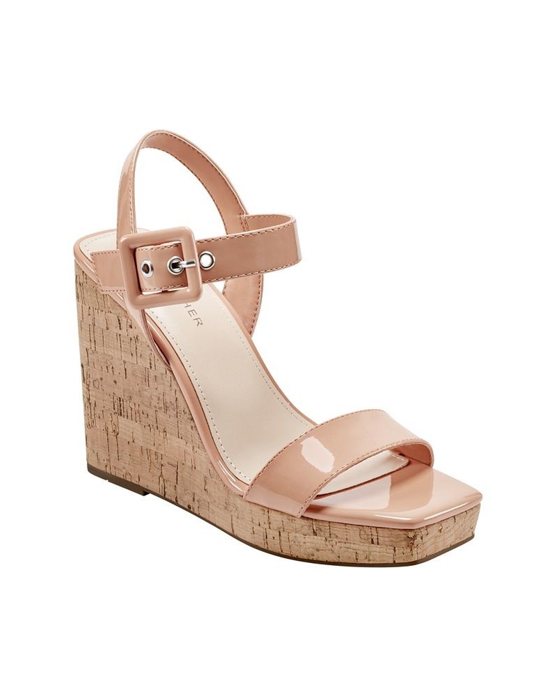 Women's Lukey Dress Wedge Sandals Orange $46.55 Shoes