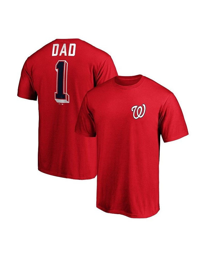 Men's Branded Red Washington Nationals Number One Dad Team T-shirt $21.83 T-Shirts