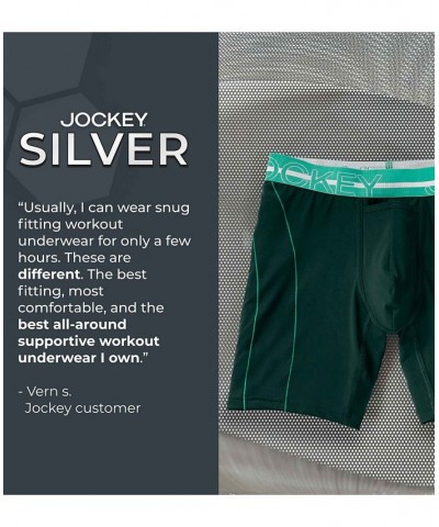 Men's Sport Silver Solution Stretch Long Leg Boxer Briefs Gray $10.55 Underwear