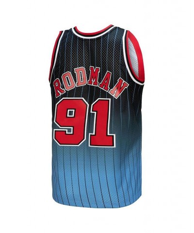 Men's Dennis Rodman Black, Light Blue Chicago Bulls 1995/96 Hardwood Classics Fadeaway Swingman Player Jersey $53.50 Jersey