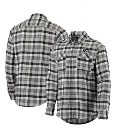 Men's Black and Gray Philadelphia Flyers Ease Plaid Button-Up Long Sleeve Shirt $30.24 Shirts