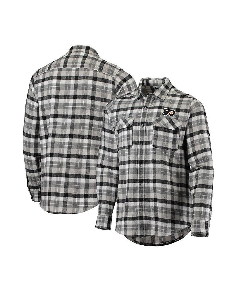 Men's Black and Gray Philadelphia Flyers Ease Plaid Button-Up Long Sleeve Shirt $30.24 Shirts