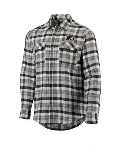 Men's Black and Gray Philadelphia Flyers Ease Plaid Button-Up Long Sleeve Shirt $30.24 Shirts