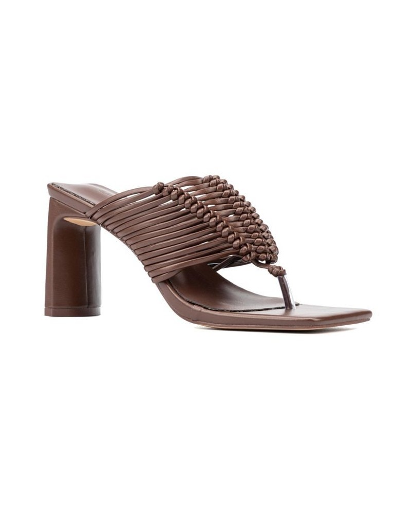 Women's Evianna Weave Thong Sandal Brown $37.58 Shoes