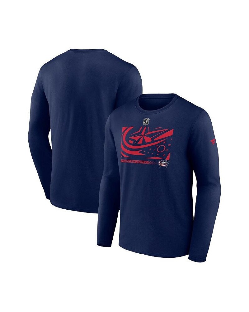 Men's Branded Navy Columbus Blue Jackets Authentic Pro Core Collection Secondary Long Sleeve T-shirt $18.45 T-Shirts