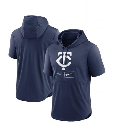 Men's Navy Minnesota Twins Logo Lockup Performance Short-Sleeved Pullover Hoodie $36.39 Sweatshirt