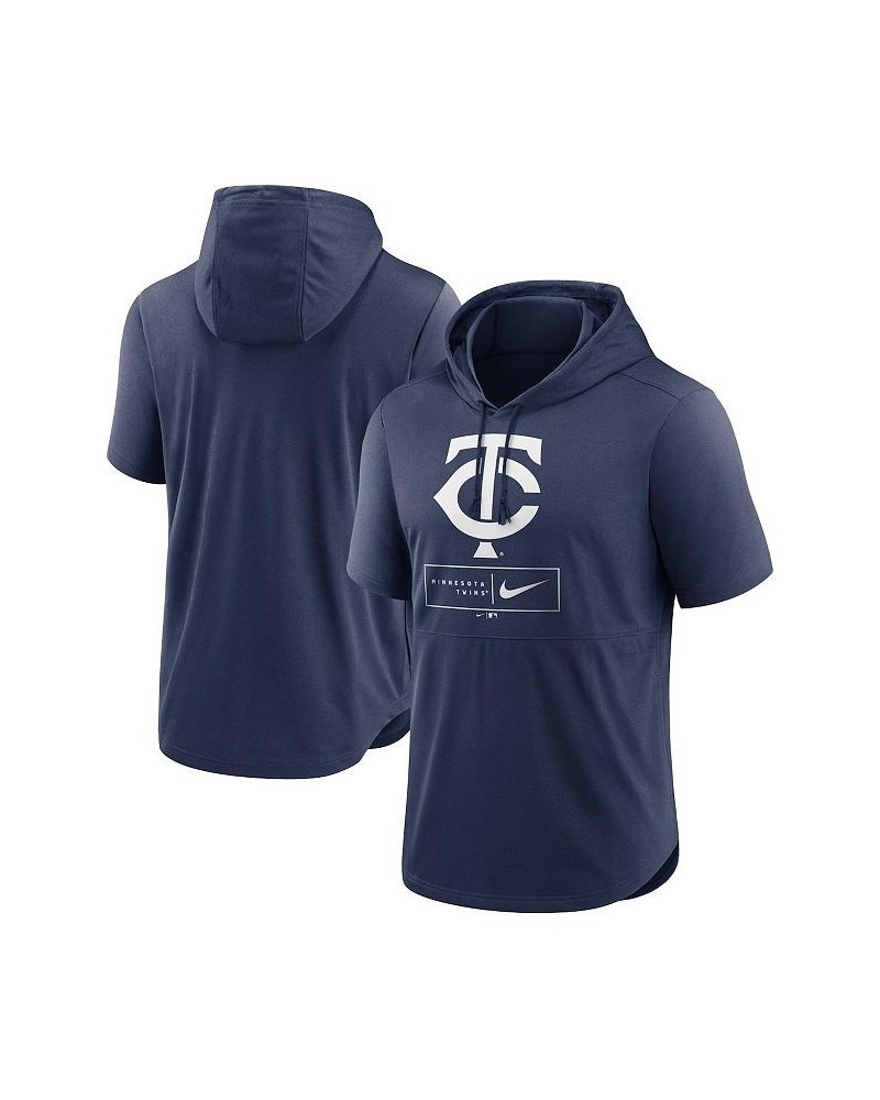 Men's Navy Minnesota Twins Logo Lockup Performance Short-Sleeved Pullover Hoodie $36.39 Sweatshirt