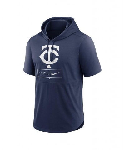 Men's Navy Minnesota Twins Logo Lockup Performance Short-Sleeved Pullover Hoodie $36.39 Sweatshirt